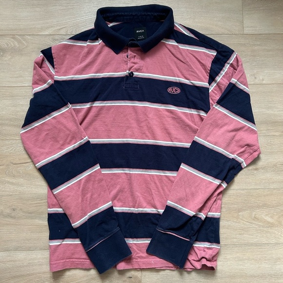 RVCA Other - RVCA Striped  Long Sleeve Polo Shirt - Size L